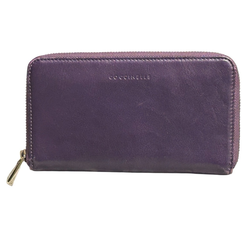 Coccinelle Purple Leather Zip-Around Wallet Organizer